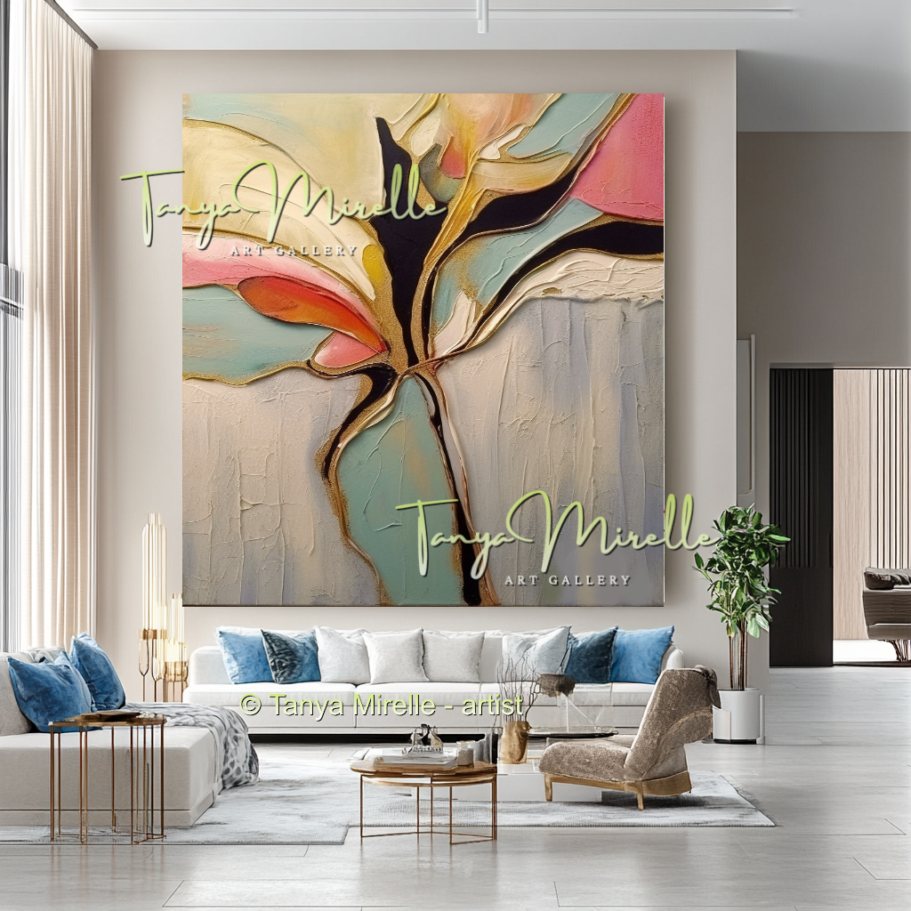 Expressive Abstract Floral Canvas Painting #216