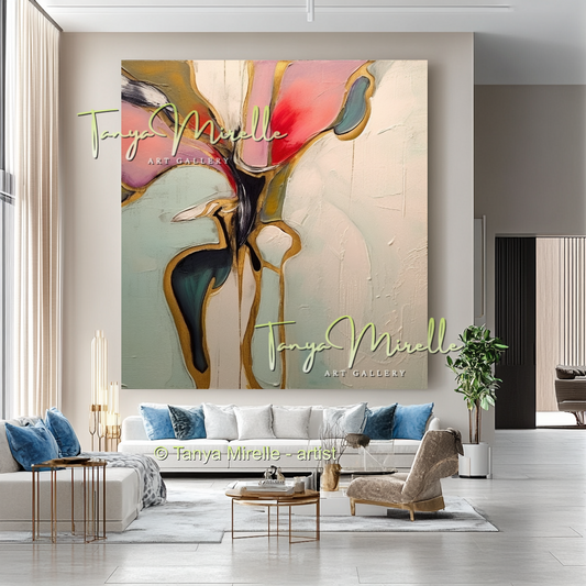 Expressive Abstract Floral Canvas Painting #216