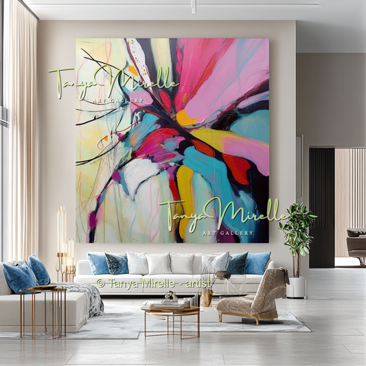 Large Textured Oil Painting, Modern Floral Artwork #217