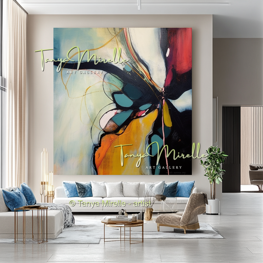 Bold Abstract Floral Oil Painting for Living Room #218