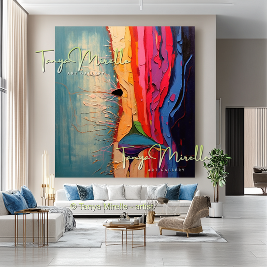 Abstract Impasto Oil Painting on Canvas, Modern Home Decor #226
