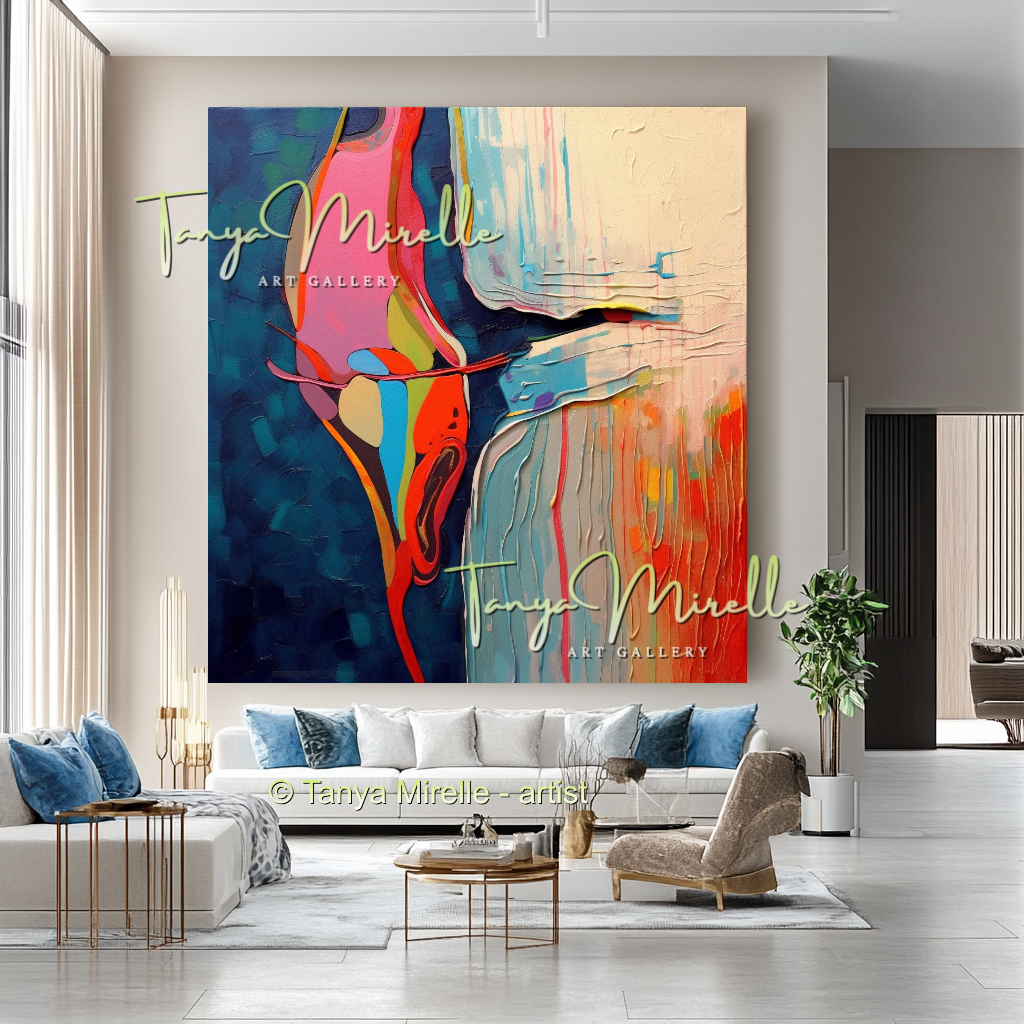 Abstract Impasto Oil Painting on Canvas, Modern Home Decor #226