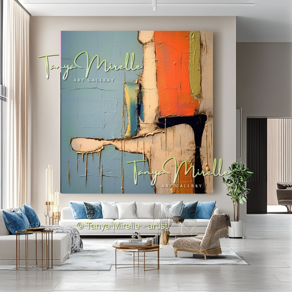 Abstract Impasto Oil Painting on Canvas, Modern Home Decor #227