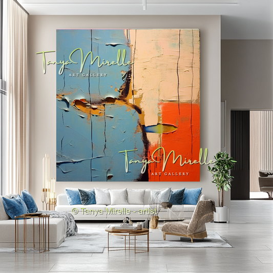 Abstract Impasto Oil Painting on Canvas, Modern Home Decor #227