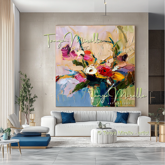 Bold Flower Impasto Painting – Abstract Oil Artwork #200