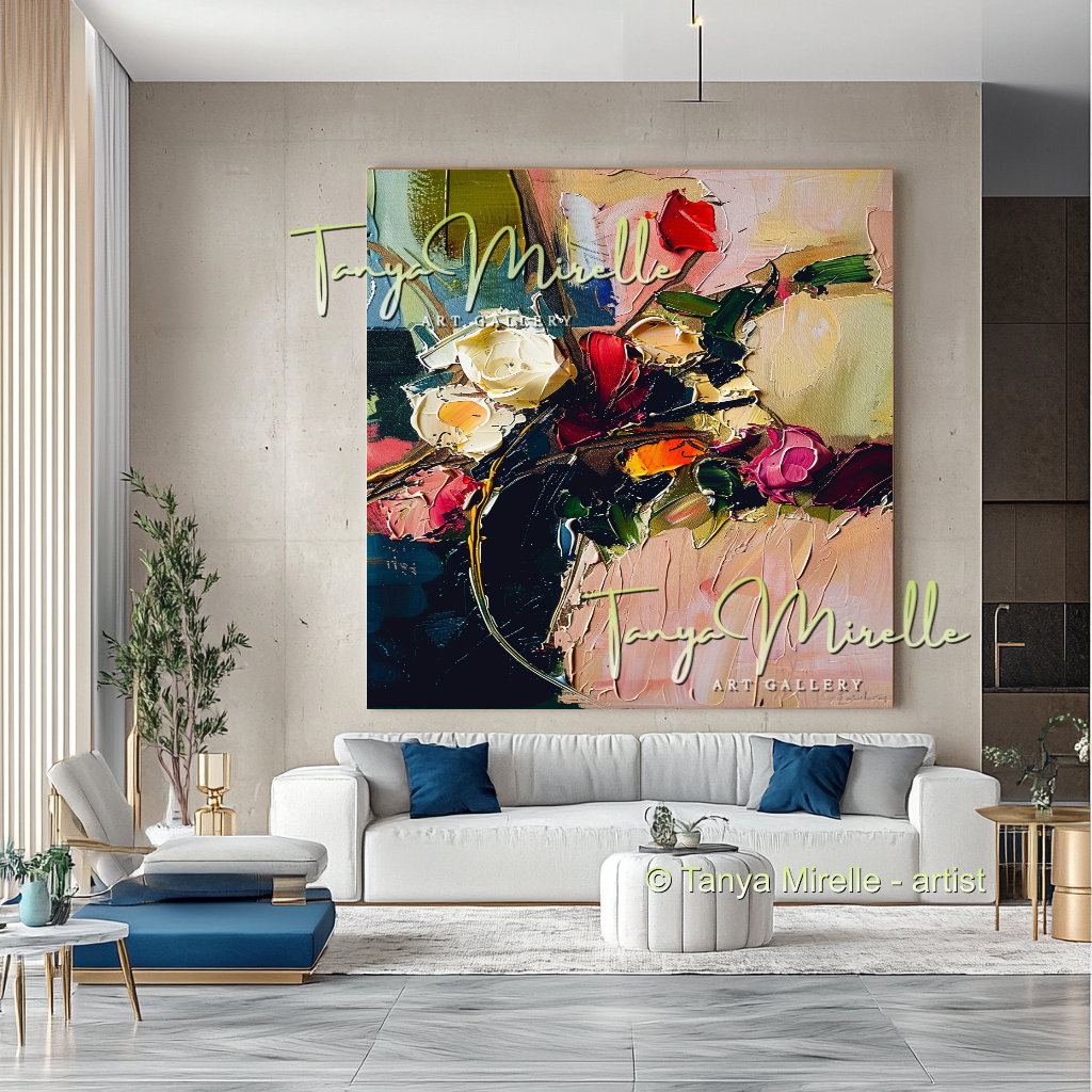Bold Flower Impasto Painting – Abstract Oil Artwork #200