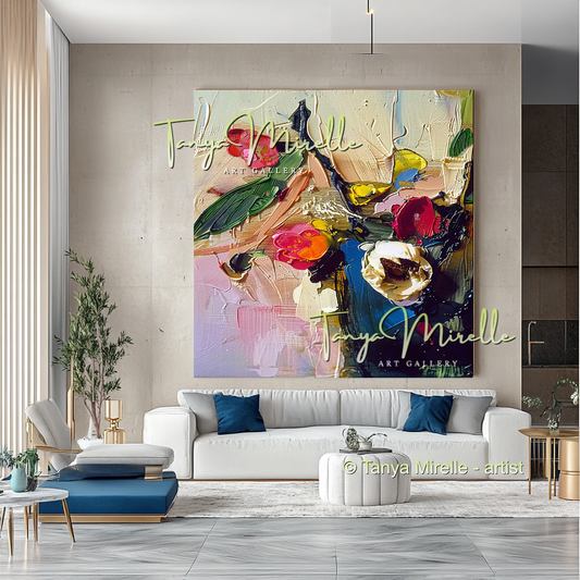 Bold Flower Impasto Painting – Abstract Oil Artwork #201