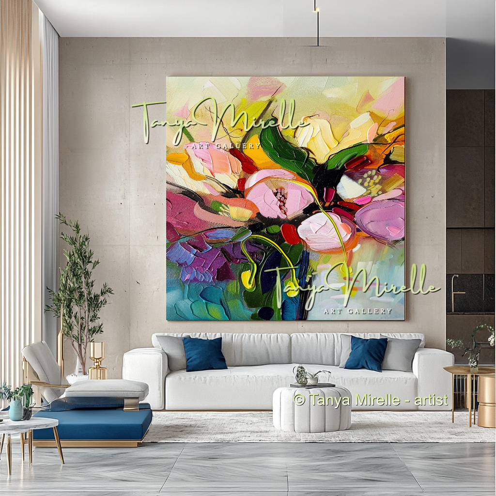 Bold Flower Impasto Painting – Abstract Oil Artwork #201