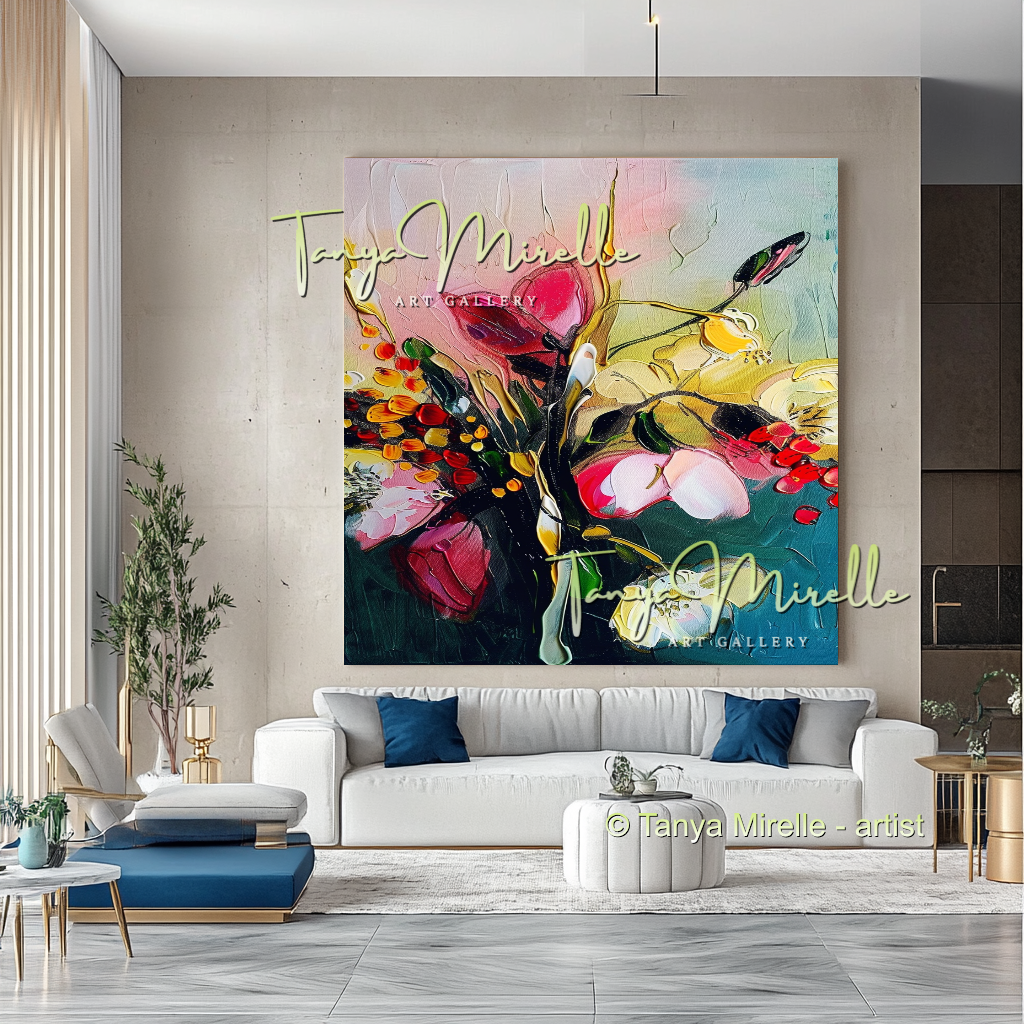 Bold Flower Impasto Painting – Abstract Oil Artwork #201