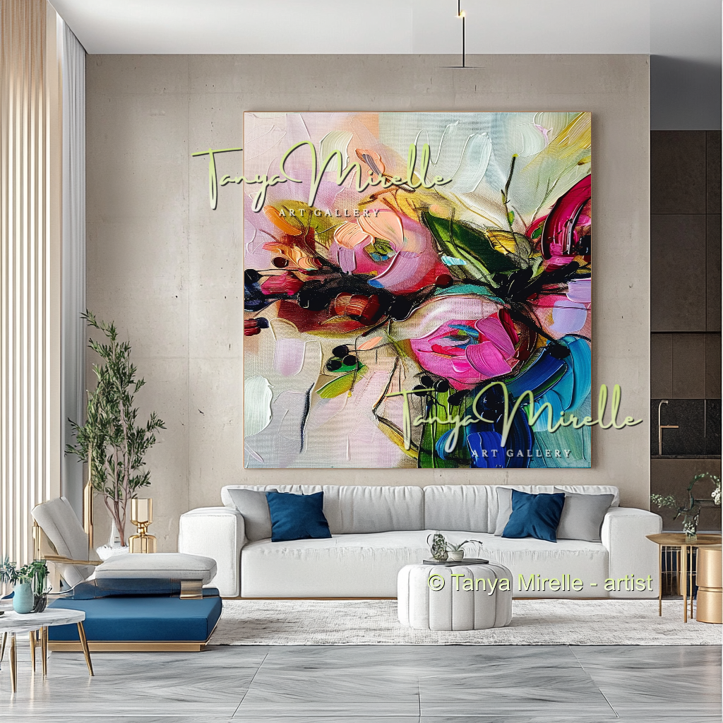 Bold Flower Impasto Painting – Abstract Oil Artwork #201