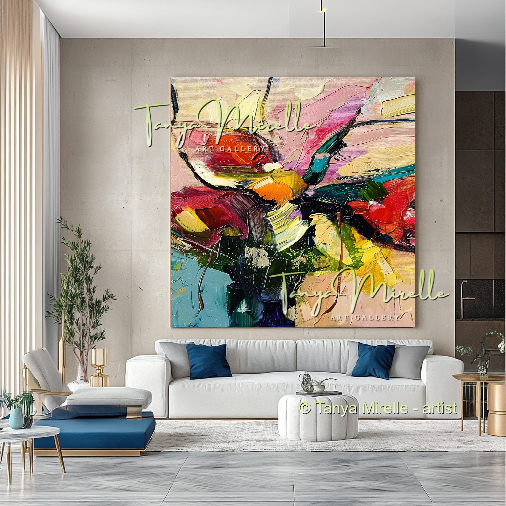 Bold Flower Impasto Painting – Abstract Oil Artwork #202