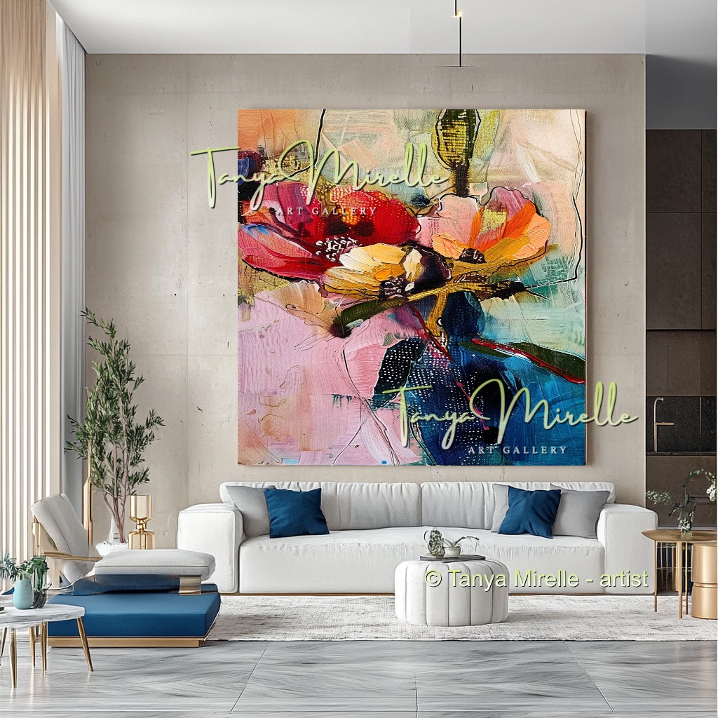 Bold Flower Impasto Painting – Abstract Oil Artwork #202