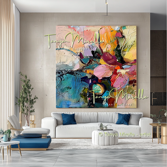 Bold Flower Impasto Painting – Abstract Oil Artwork #202
