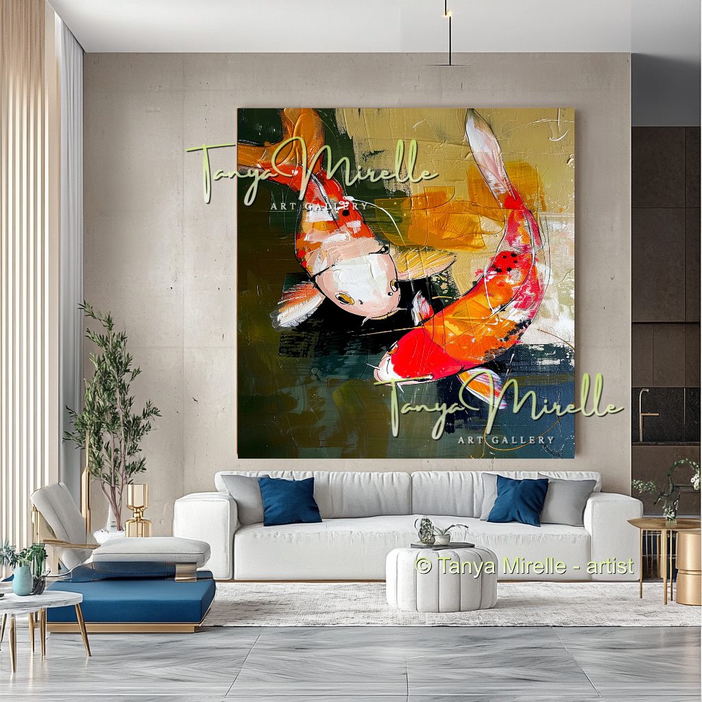 Koi Fish Impasto Painting – Abstract Wall Decor #203
