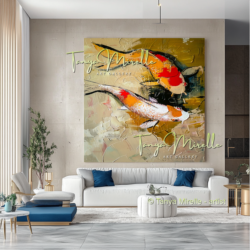 Koi Fish Impasto Painting – Abstract Wall Decor #203