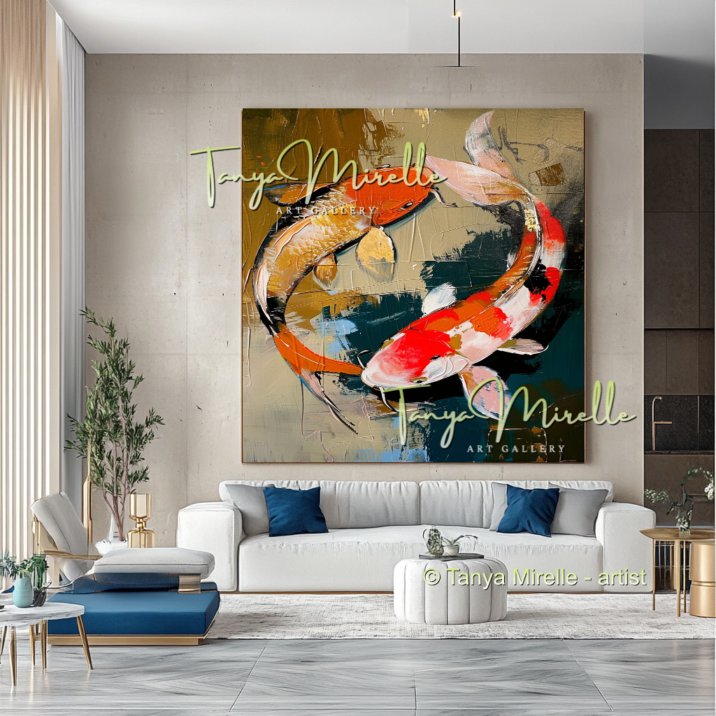 Koi Fish Impasto Painting – Abstract Wall Decor #203