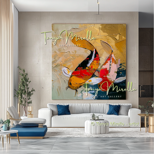Koi Fish Impasto Painting – Abstract Wall Decor #203