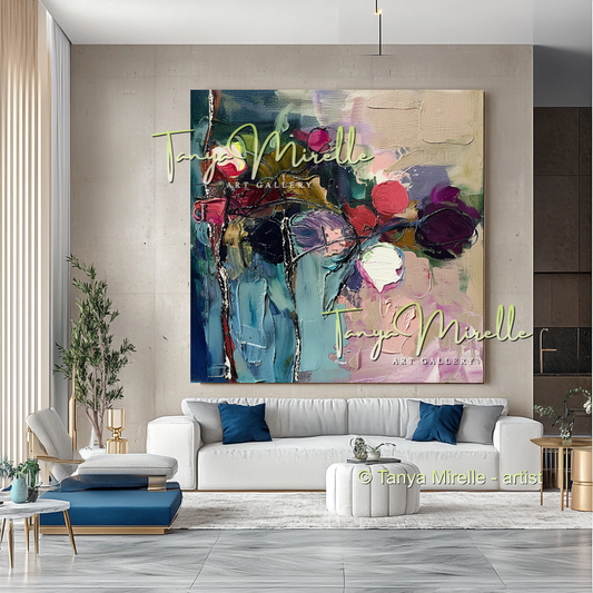 Expressive Abstract Floral Canvas Oil Painting #302