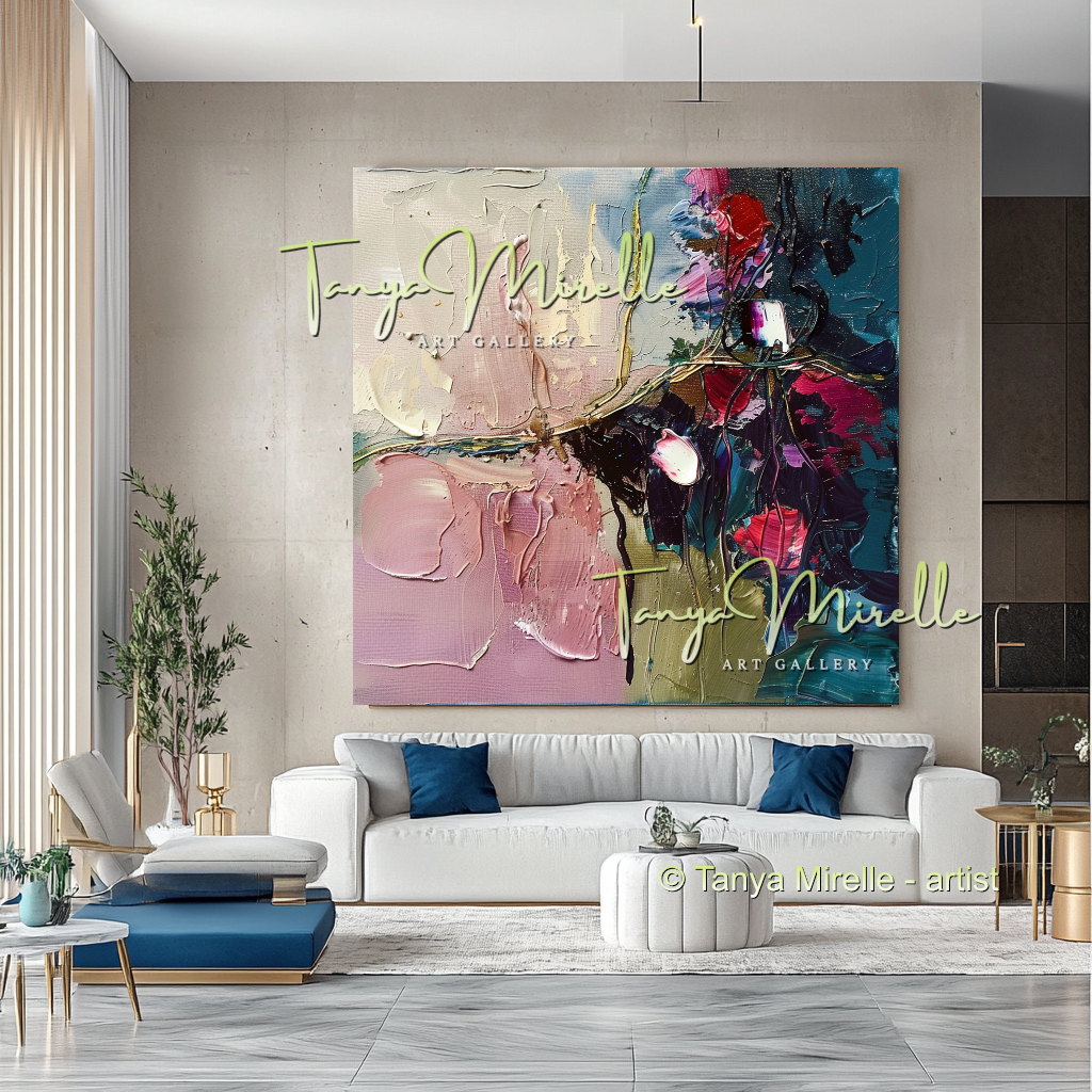 Purple Expressive Abstract Floral Canvas Oil Painting #303
