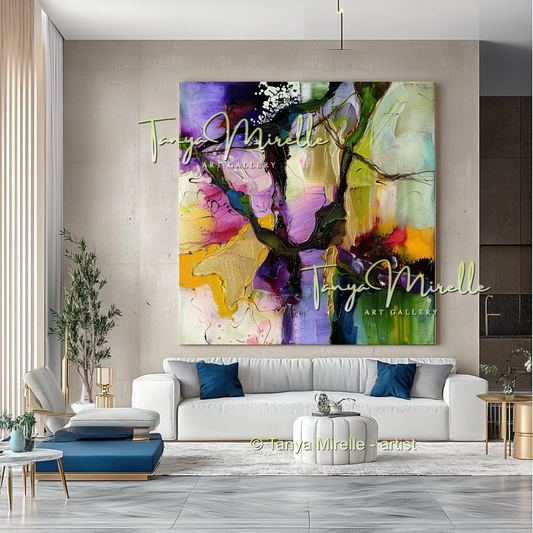 Vivid Purple Green Abstract - Modern Wall Art #170