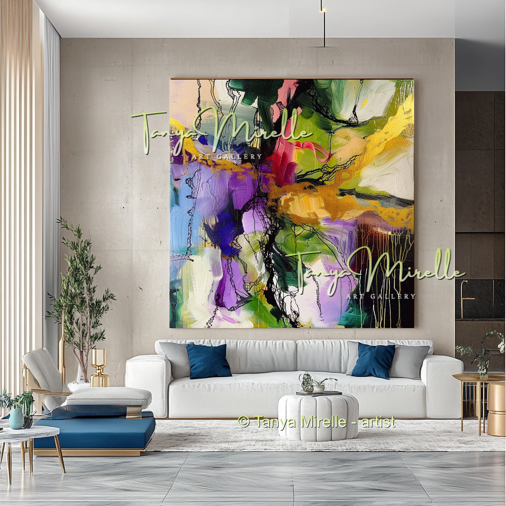 Vivid Purple Green Abstract - Modern Wall Art #170
