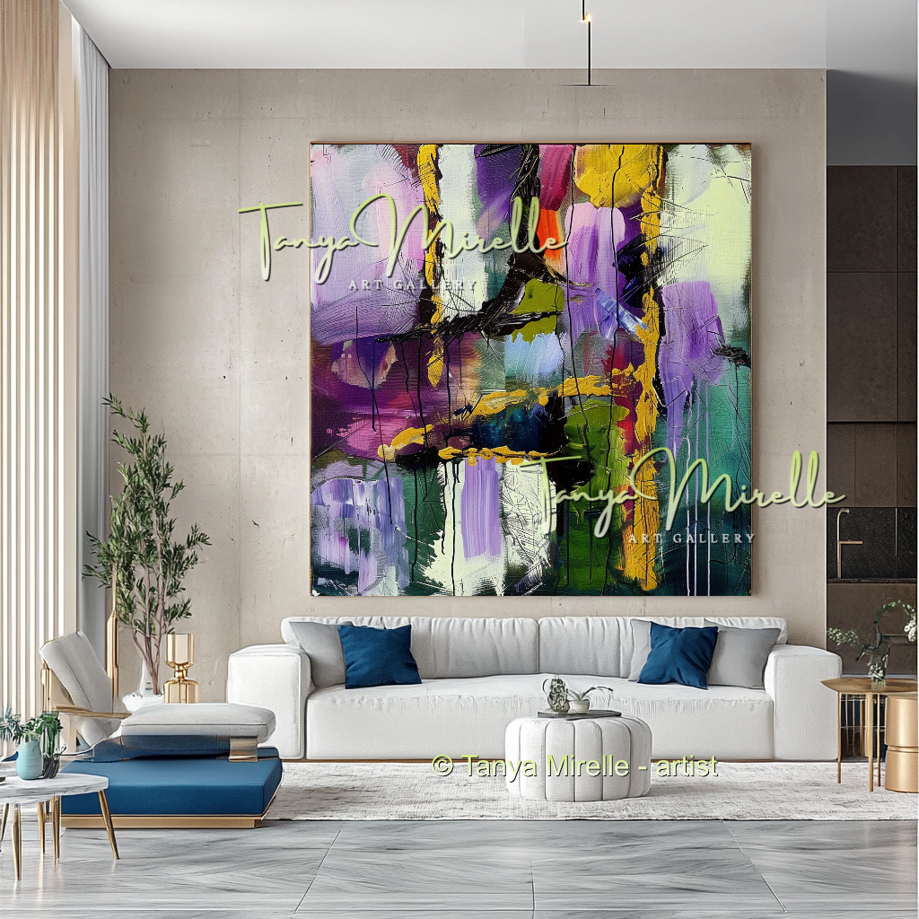 Vivid Purple Green Abstract - Modern Wall Art #170