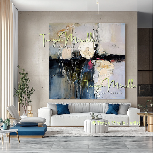 Abstract Canvas Art with Gray and Black Accents #287