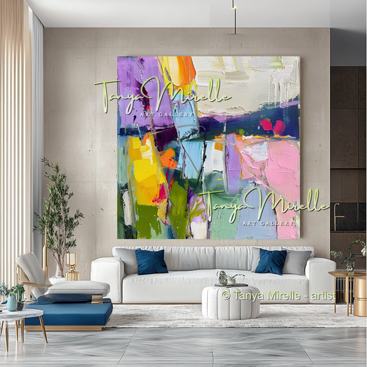 Colorful Abstract Oil Painting for Luxury Interiors #291