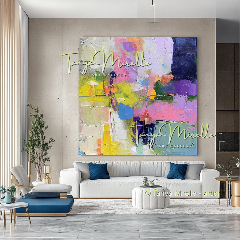 Colorful Abstract Oil Painting for Luxury Interiors #291