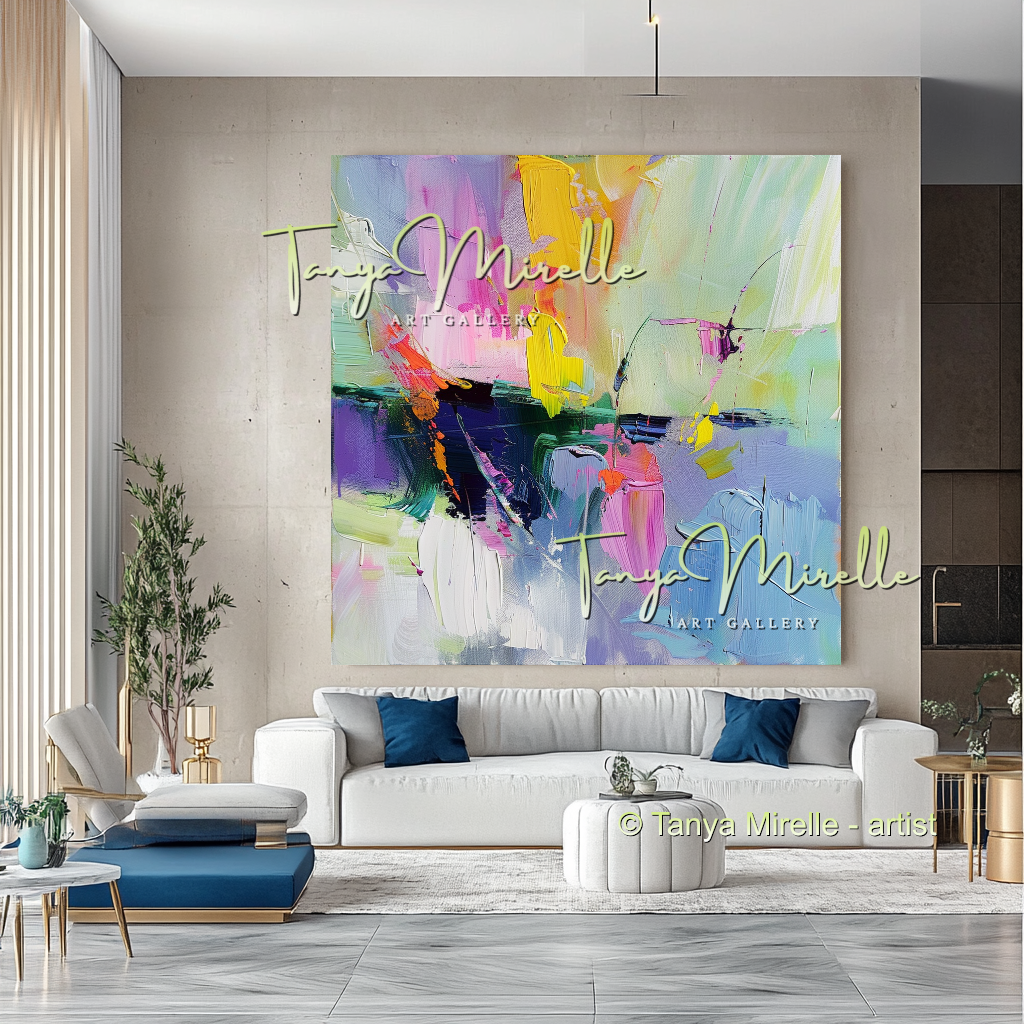 Colorful Abstract Oil Painting for Luxury Interiors #291