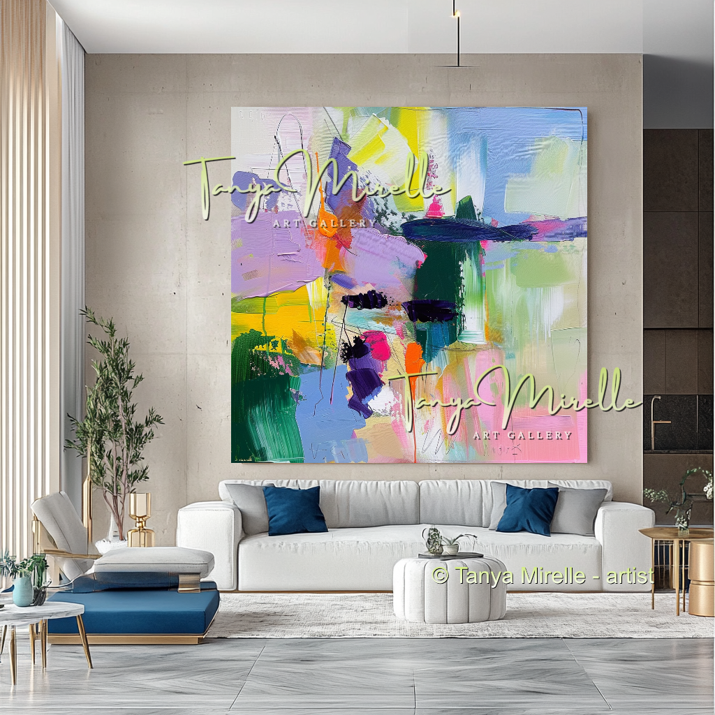 Colorful Abstract Oil Painting for Luxury Interiors #291