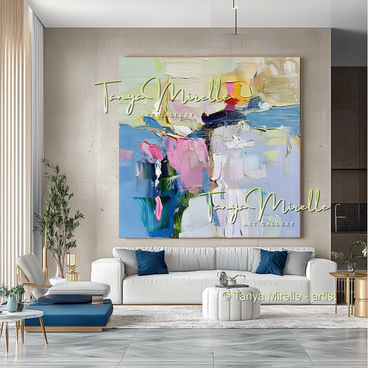 Pastel Abstract Oil Painting for Luxury Interiors #292