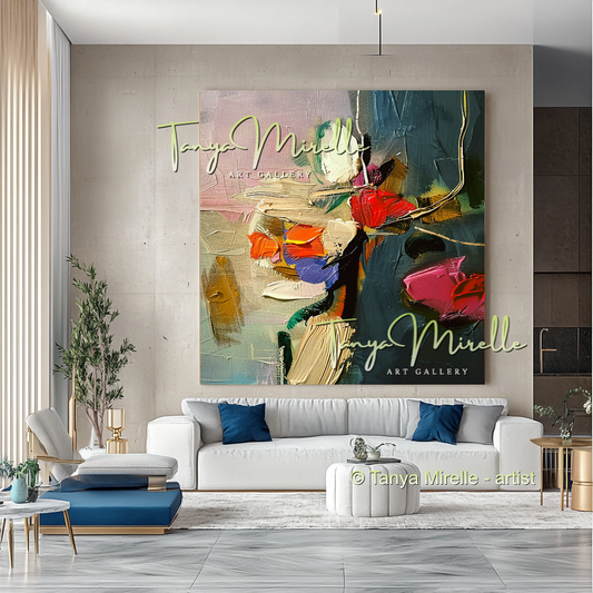 Luxury Floral Abstract Oil Painting - Modern Wall Art #197