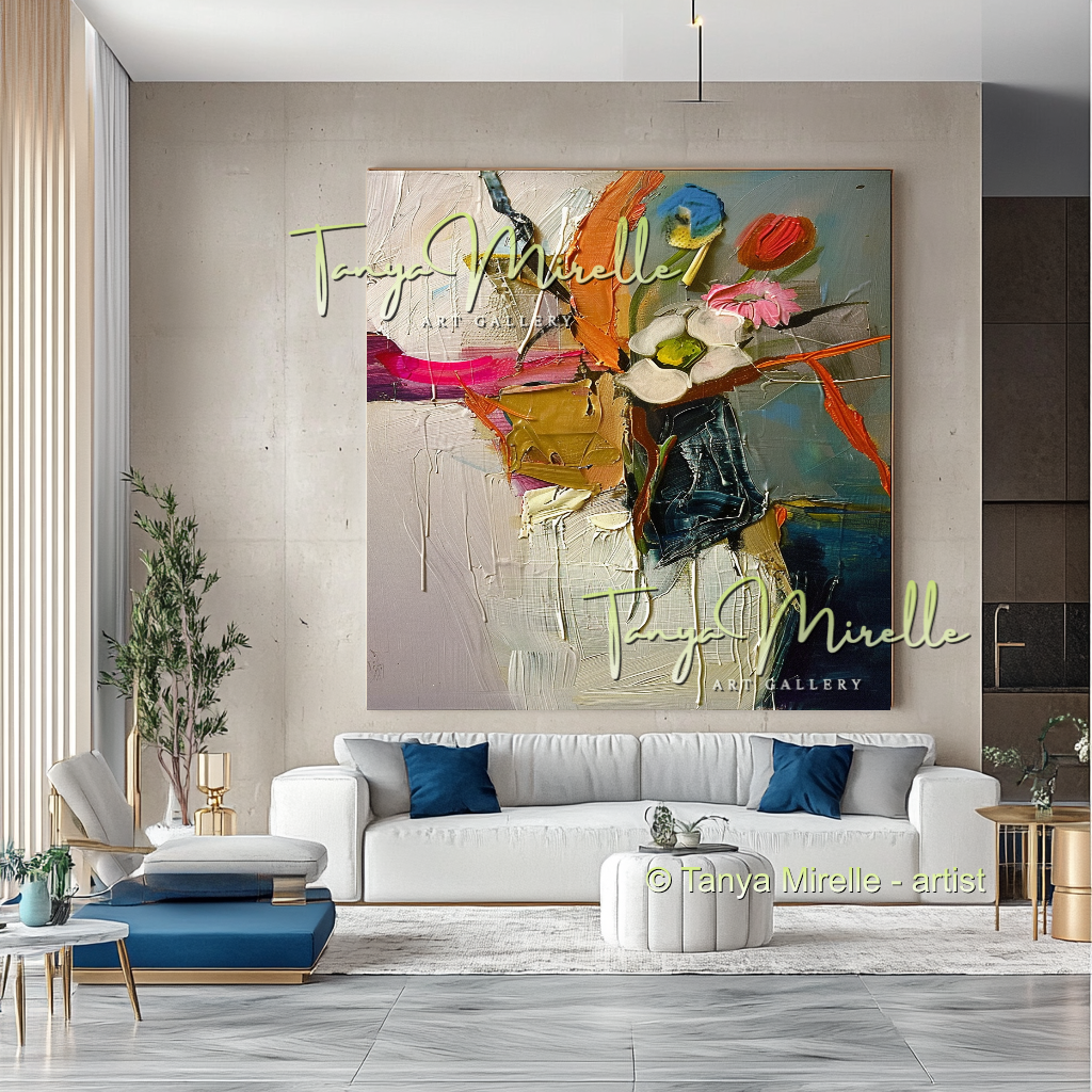 Luxury Floral Abstract Oil Painting - Modern Wall Art #197