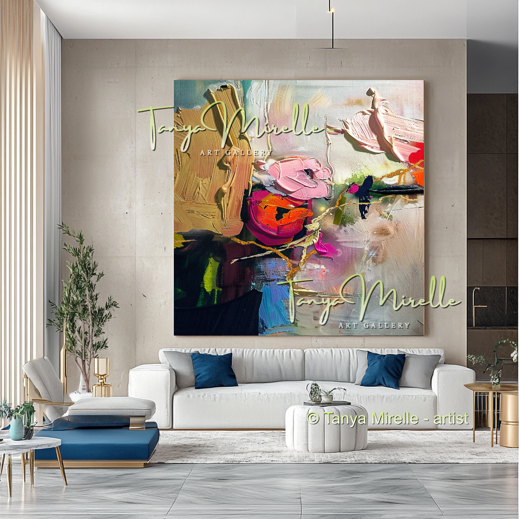 Luxury Floral Abstract Oil Painting - Modern Wall Art #197