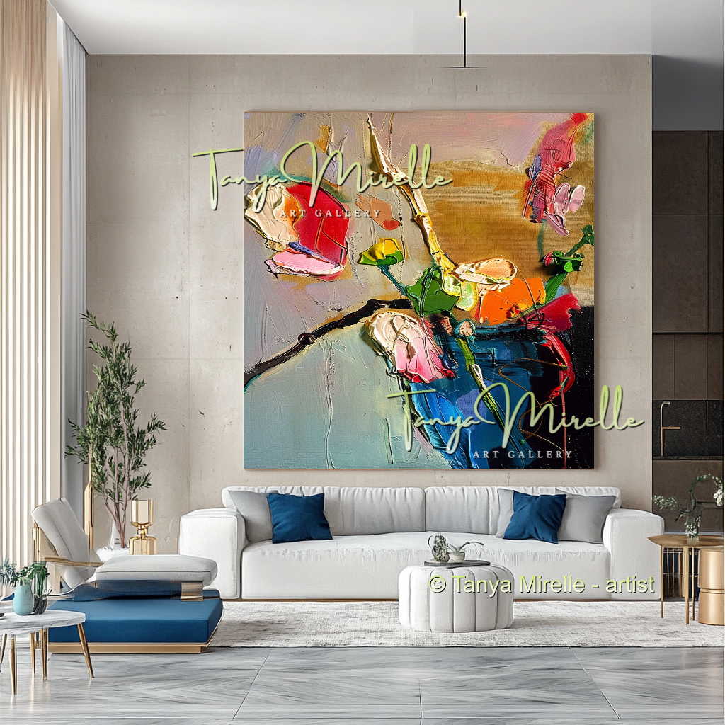 Bold Flower Impasto Painting – Abstract Oil Artwork #200