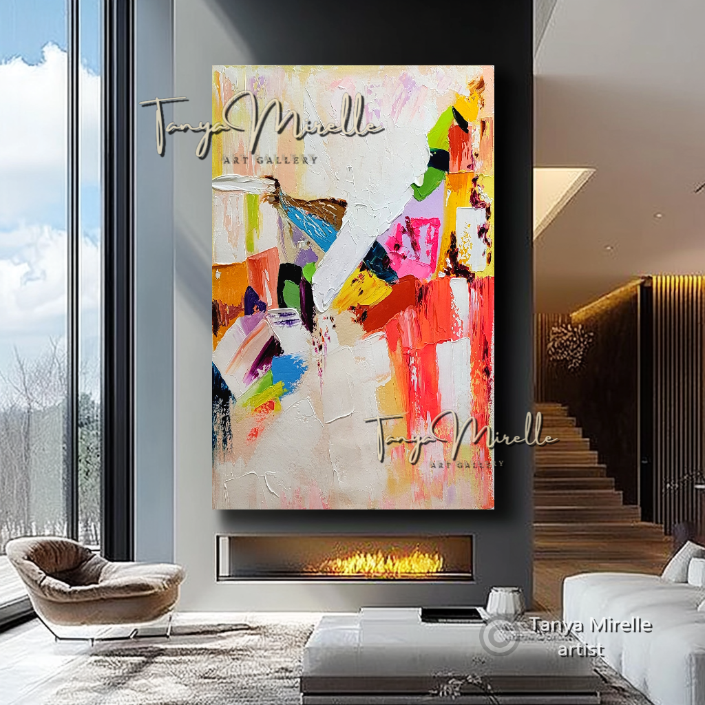 Contemporary Textured Wall Art - Colorful Abstract Oil Painting on Canvas #50