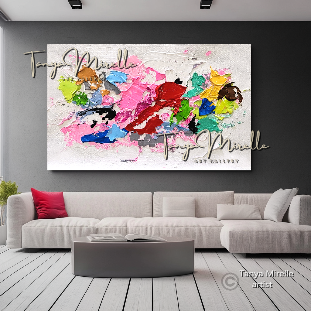 Vibrant Pink Abstract Impasto Painting - Colorful Modern Wall Art #137