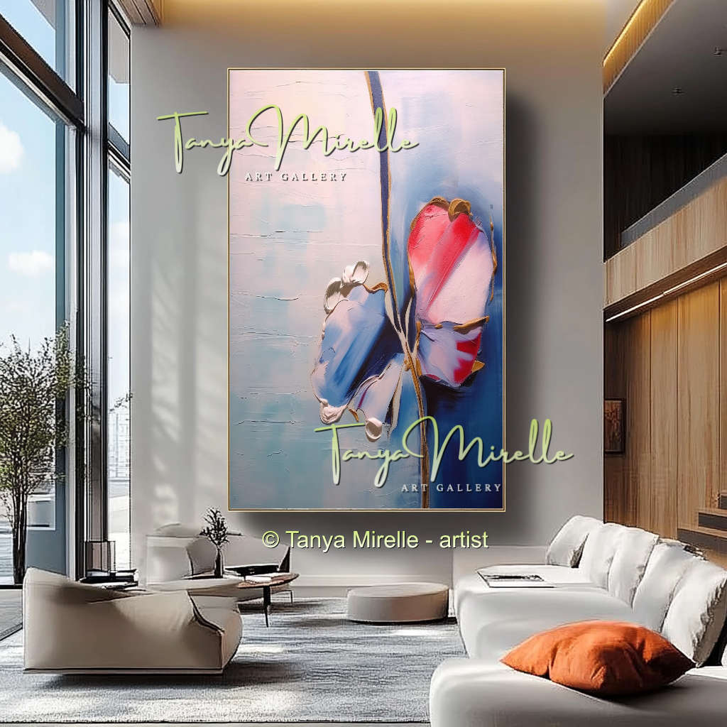 Luxury Floral Canvas Art, Large Abstract Oil Painting #235