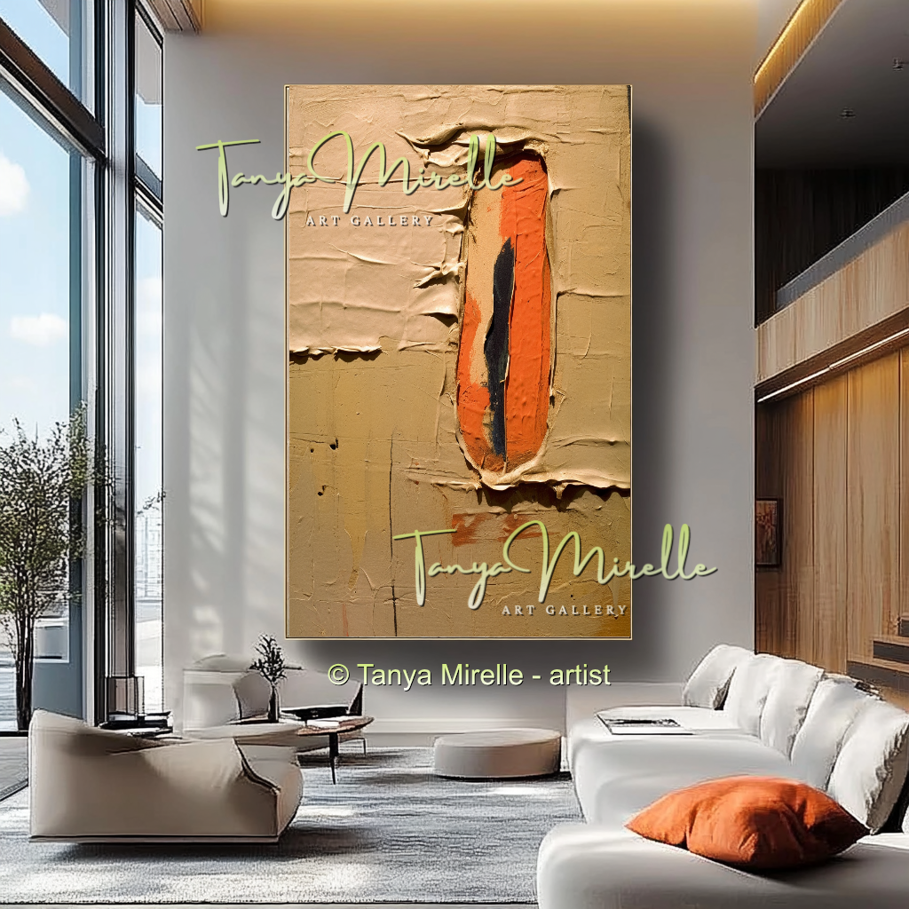 Terracotta Colors Canvas Art, Minimalist Abstract Oil Painting #238