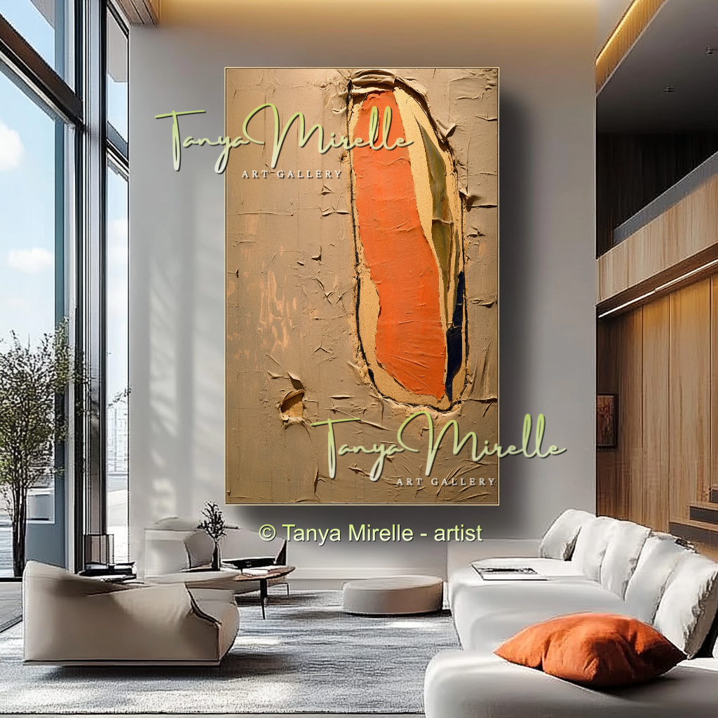 Terra Colors Canvas Art, Minimalist Abstract Oil Painting #237