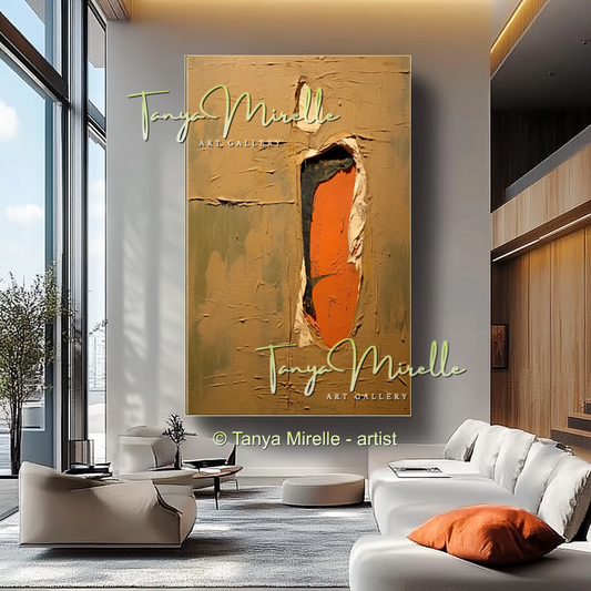 Terracotta Colors Canvas Art, Minimalist Abstract Oil Painting #238