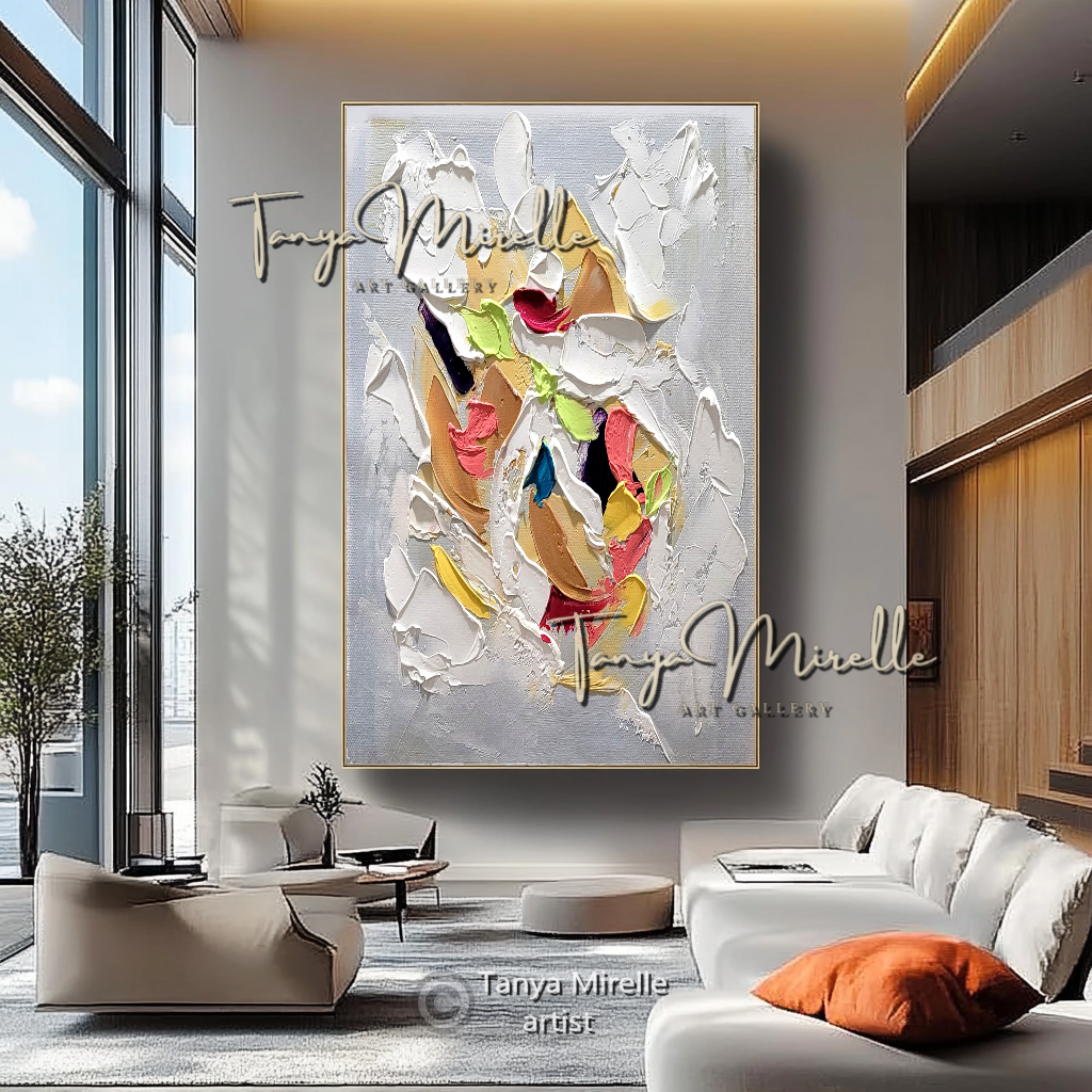 Colorful Abstract Impasto Painting - Textured Modern Wall Art on Canvas #84