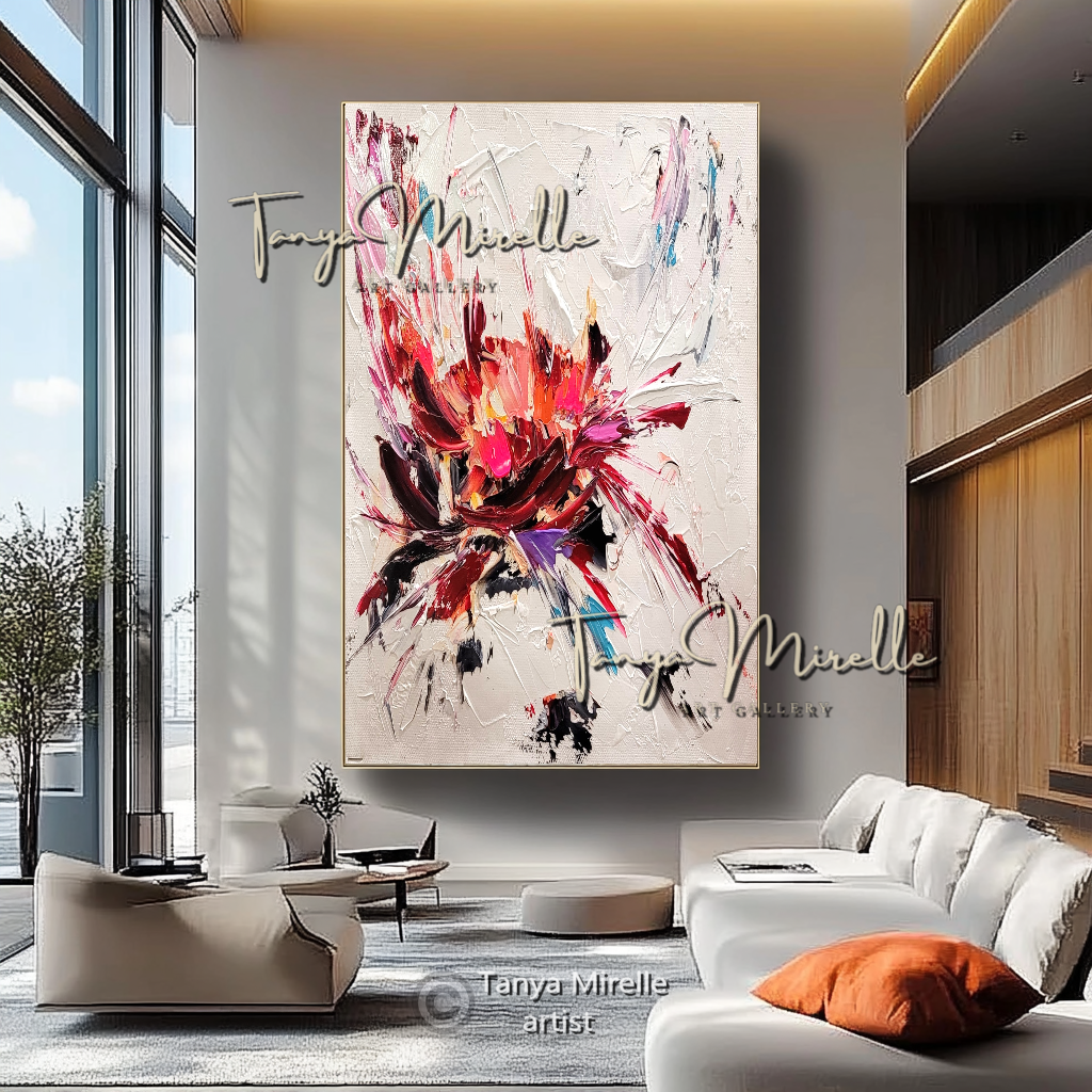 Abstract Floral Painting - Colorful Modern Wall Art Canvas #106