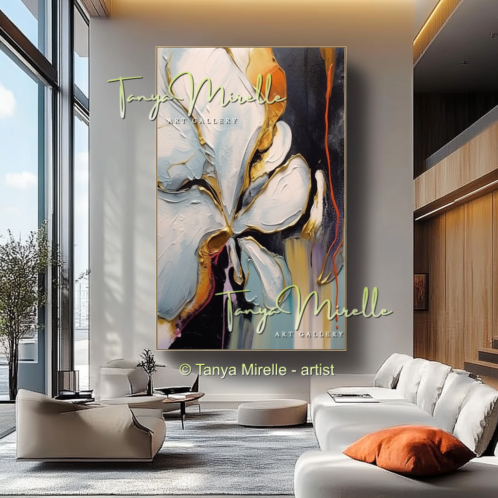 Abstract Floral Impasto Oil Painting on Canvas #215