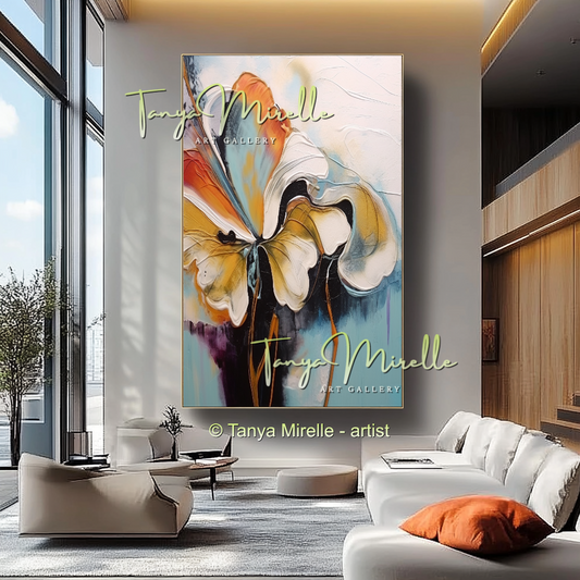 Abstract Floral Impasto Oil Painting on Canvas #215