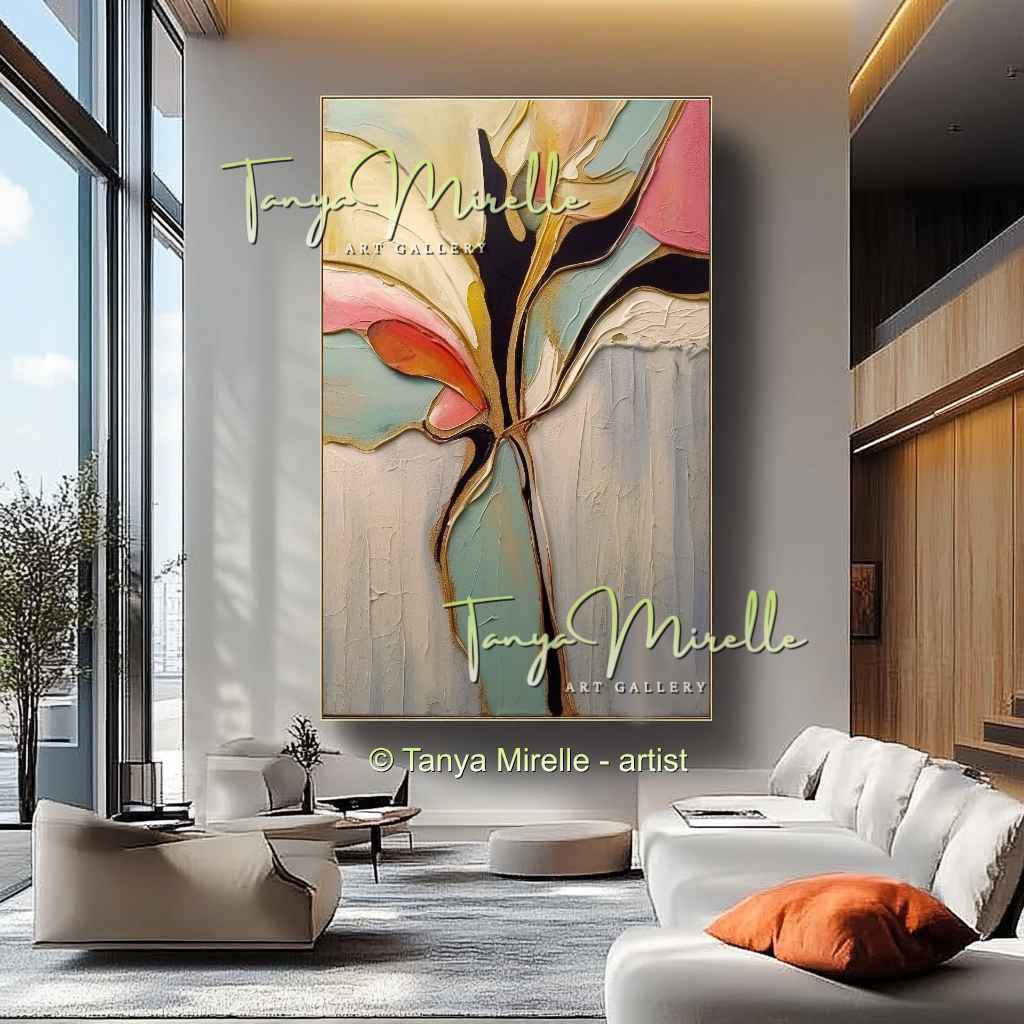 Expressive Abstract Floral Canvas Painting #216