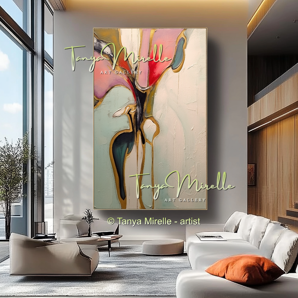 Expressive Abstract Floral Canvas Painting #216
