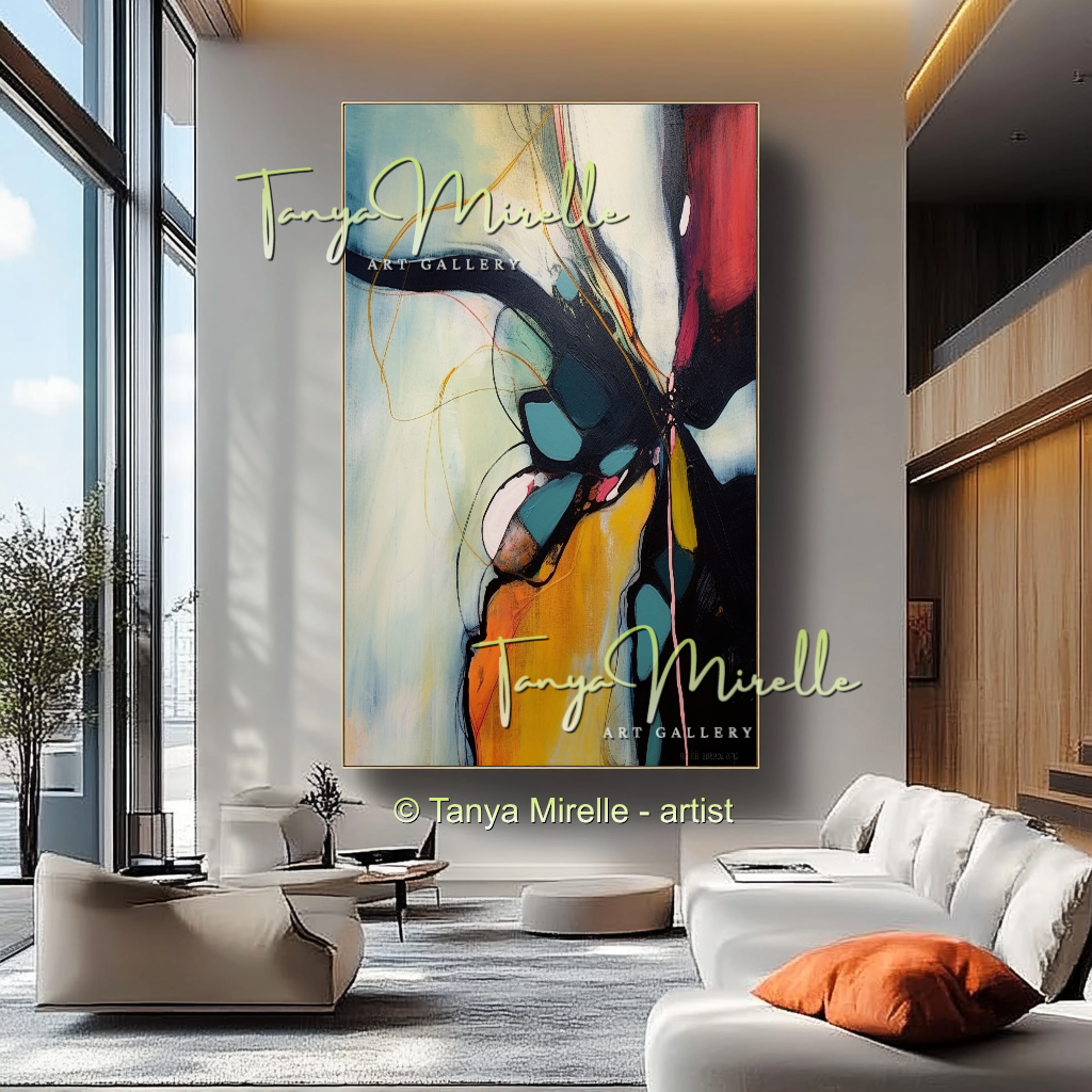 Bold Abstract Floral Oil Painting for Living Room #218