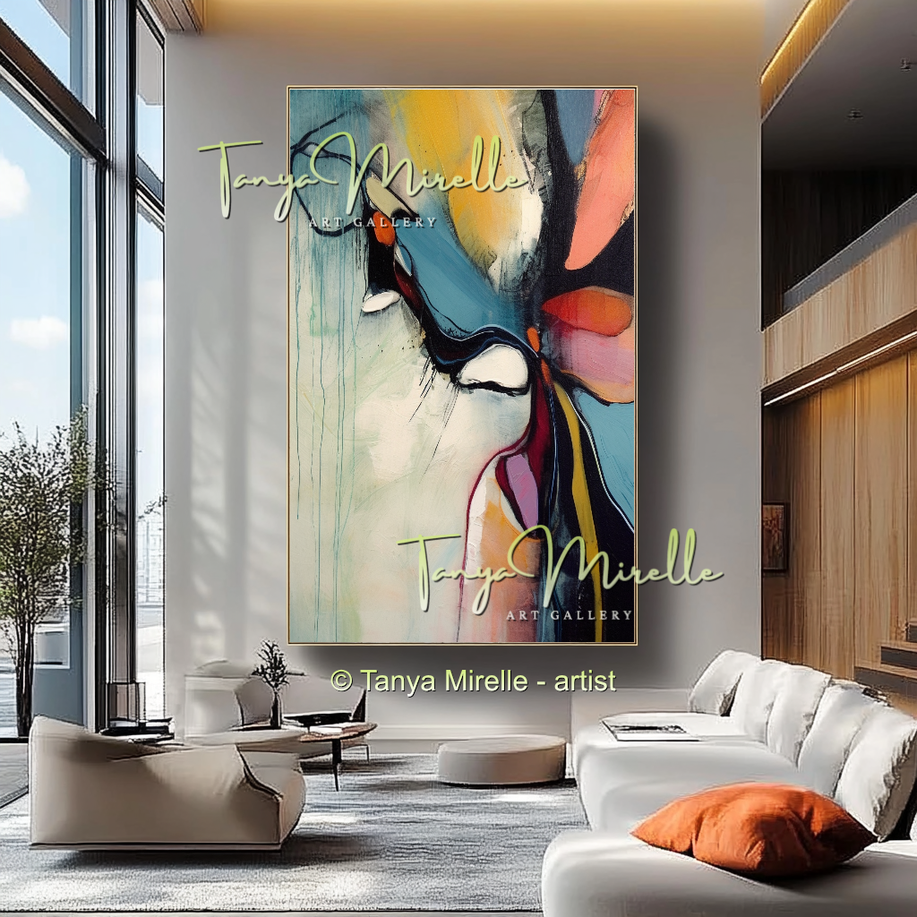Bold Abstract Floral Oil Painting for Living Room #218